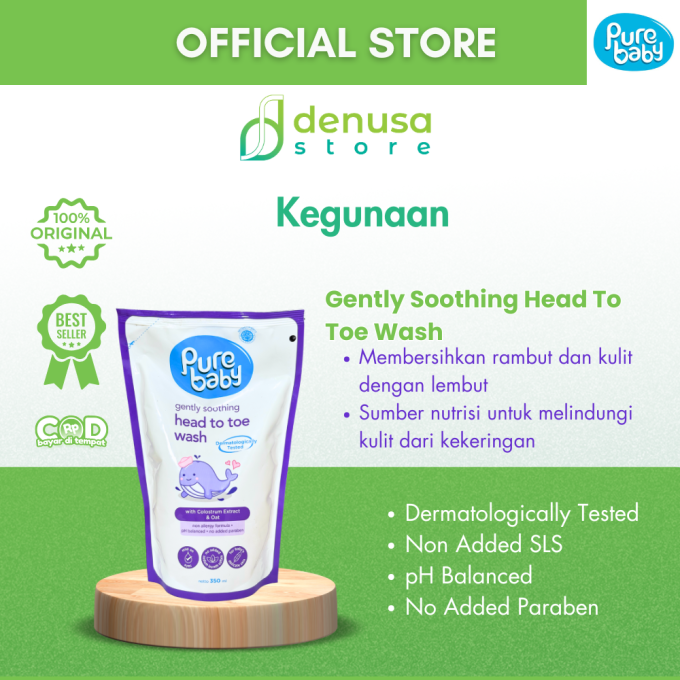 PURE BABY Gently Soothing Head To Toe Wash Refill Pouch 350 ml