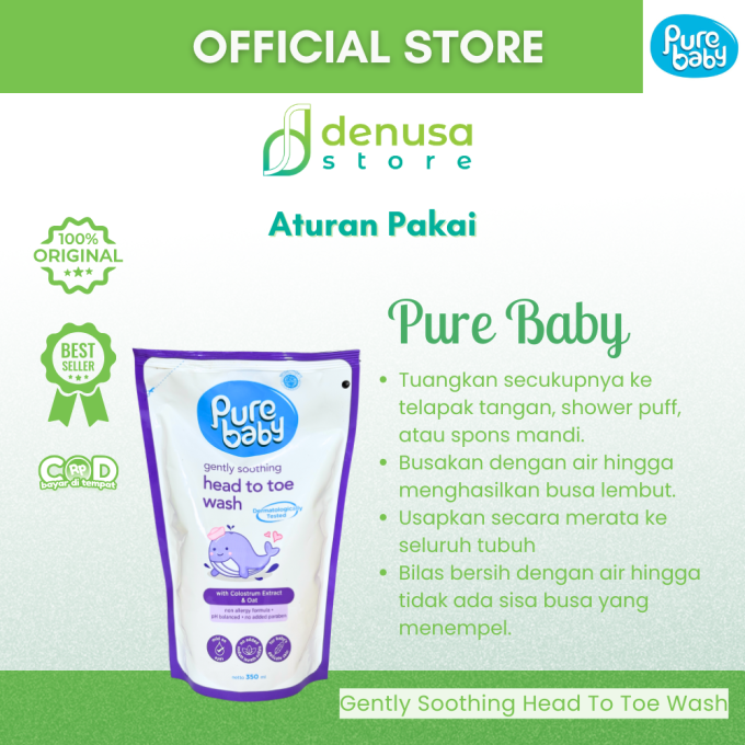 PURE BABY Gently Soothing Head To Toe Wash Refill Pouch 350 ml