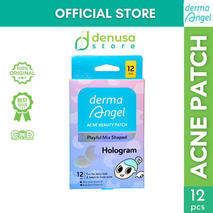 Derma Angel Acne Beauty Patch Playful Mix Shaped Hologram Moon Cloud 12 Pcs