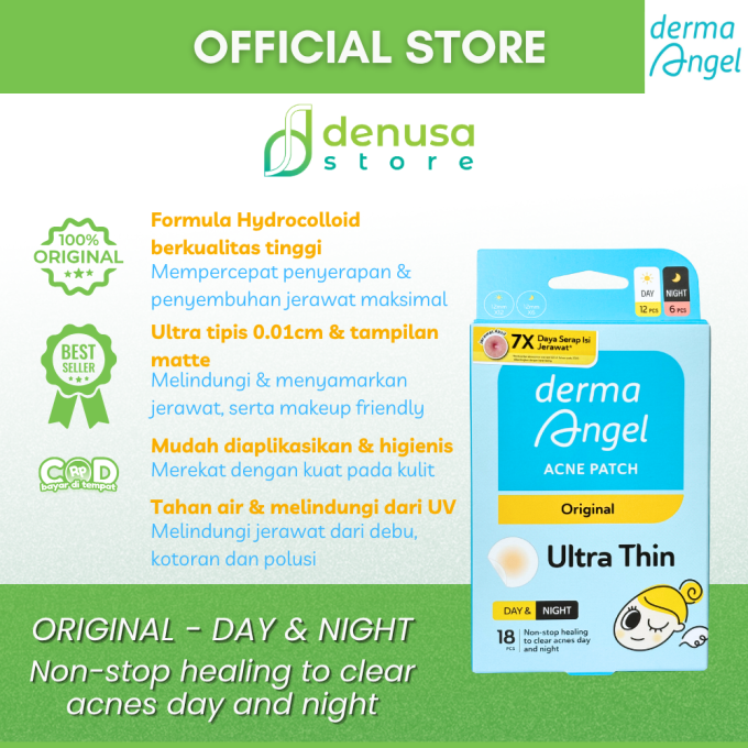 Derma Angel Acne Patch Original Ultra Thin Day n Night 18 Pcs