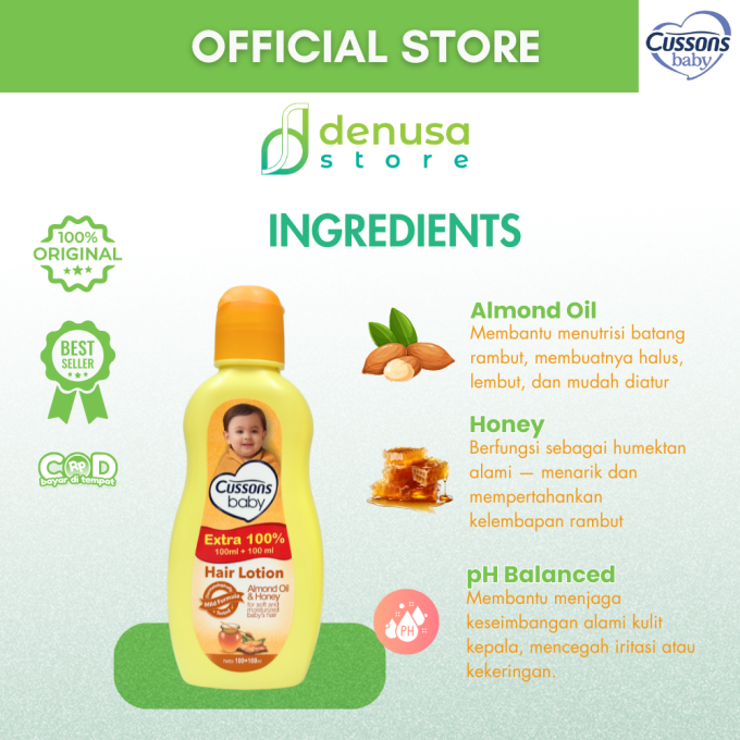 CUSSONS BABY Hair Lotion Almond Oil n Honey 100+100ml