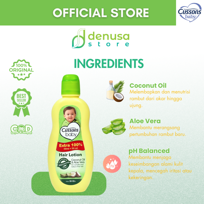 CUSSONS BABY Hair Lotion Coconut Oil n Aloe Vera 50+50ml