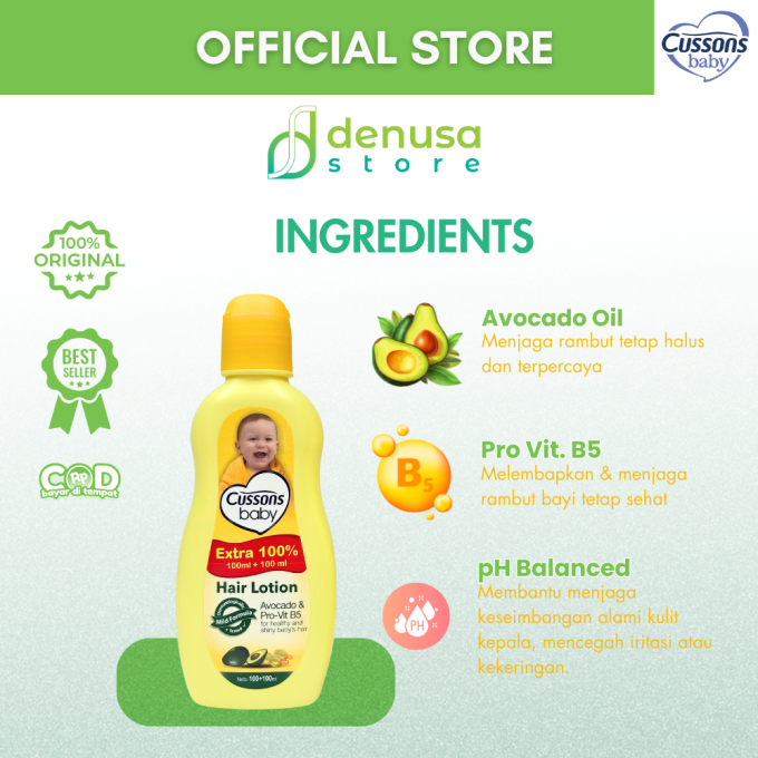 CUSSONS BABY Hair Lotion Avocado n Pro-Vit B5 100+100ml
