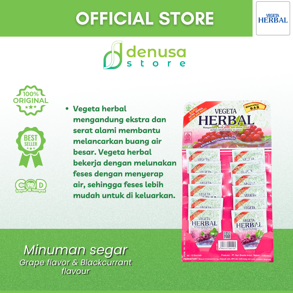 VEGETA Herbal Aroma Anggur Merah 1 Renteng 12 Sachets