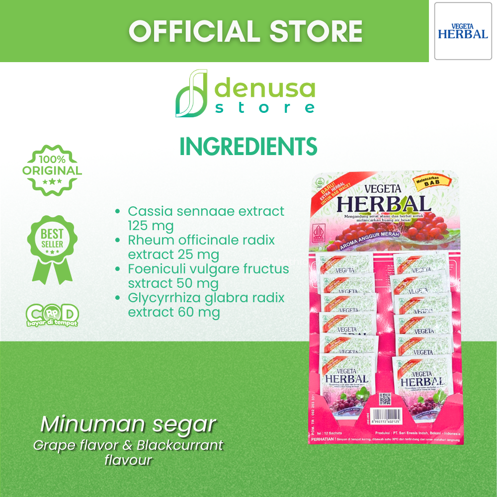 VEGETA Herbal Aroma Anggur Merah 1 Renteng 12 Sachets