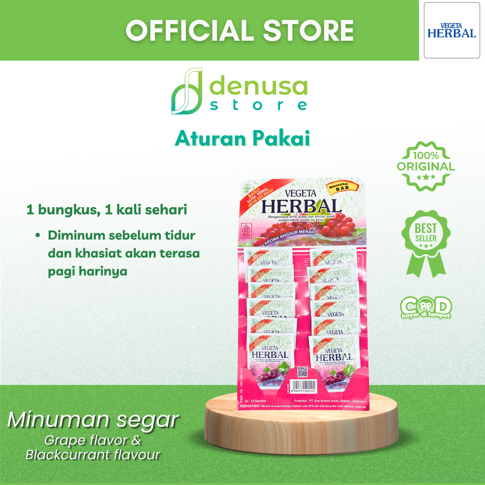 VEGETA Herbal Aroma Anggur Merah 1 Renteng 12 Sachets