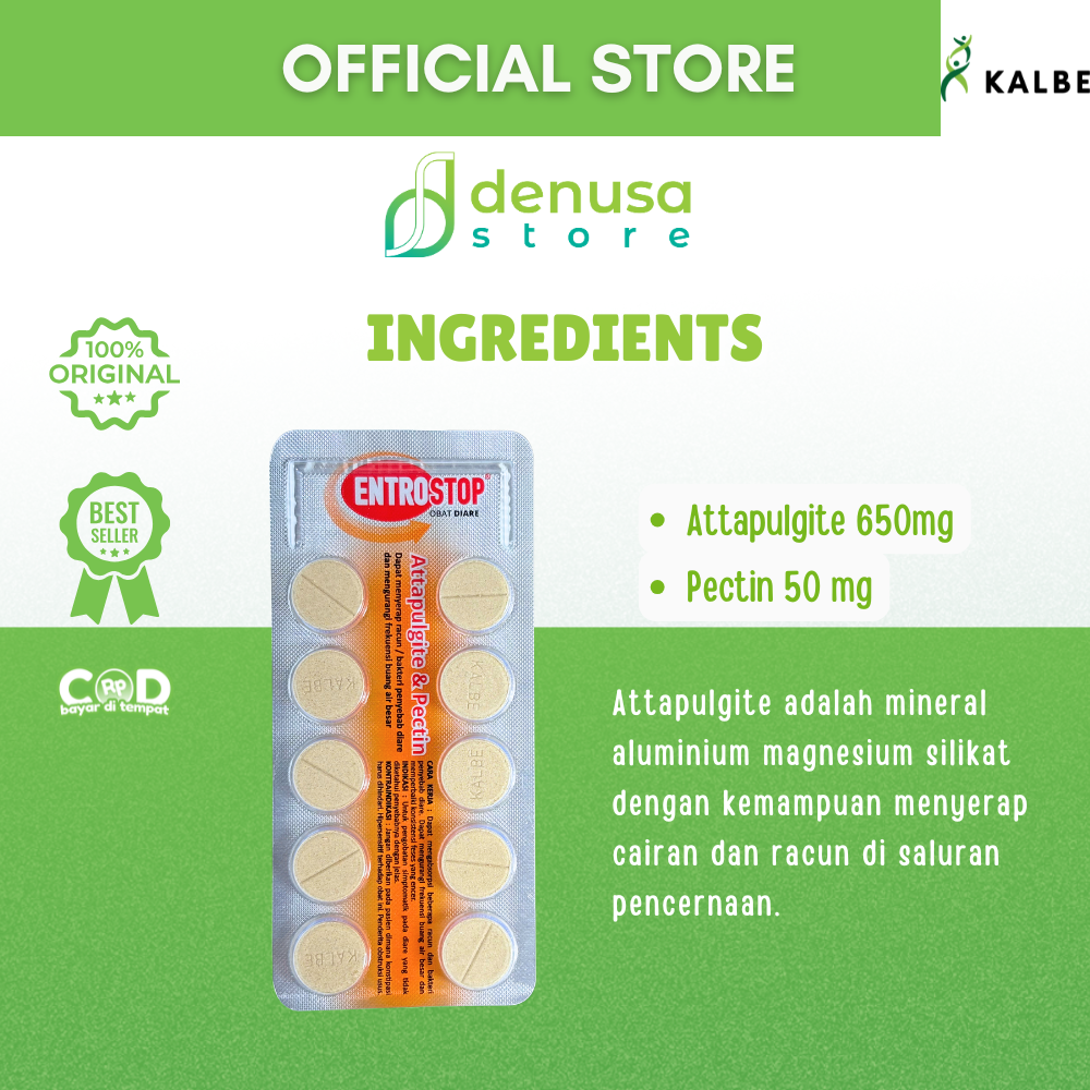 ENTROSTOP Obat Diare Attapulgite n Pectin 1 Kotak 2 Blister