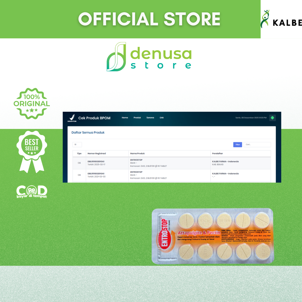 ENTROSTOP Obat Diare Attapulgite n Pectin 1 Kotak 2 Blister