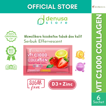 SIDOMUNCUL VIT C1000 COLLAGEN D3 Zinc Strawberry Lemonade 1 Kotak 6 Sachet
