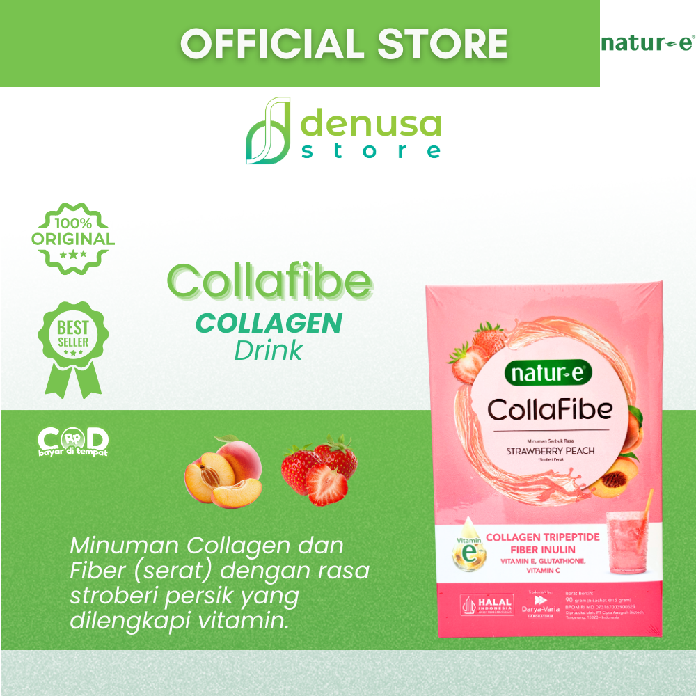 Natur-e Collafibe Strawberry Peach Collagen Drink 1 Box 6 Sachet