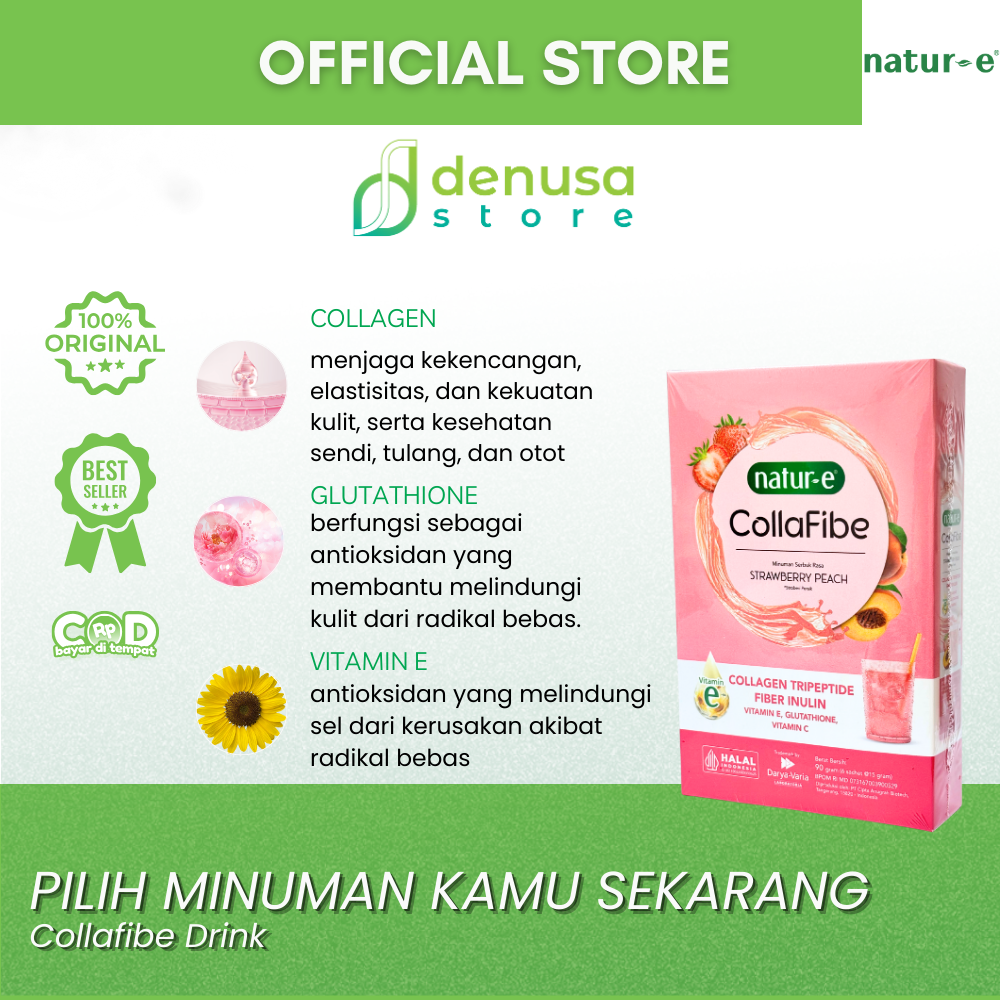 Natur-e Collafibe Strawberry Peach Collagen Drink 1 Box 6 Sachet