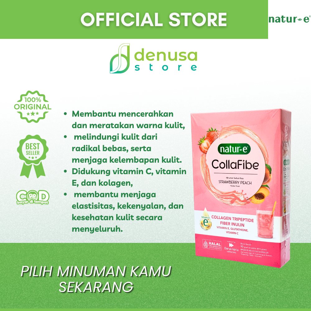 Natur-e Collafibe Strawberry Peach Collagen Drink 1 Box 6 Sachet