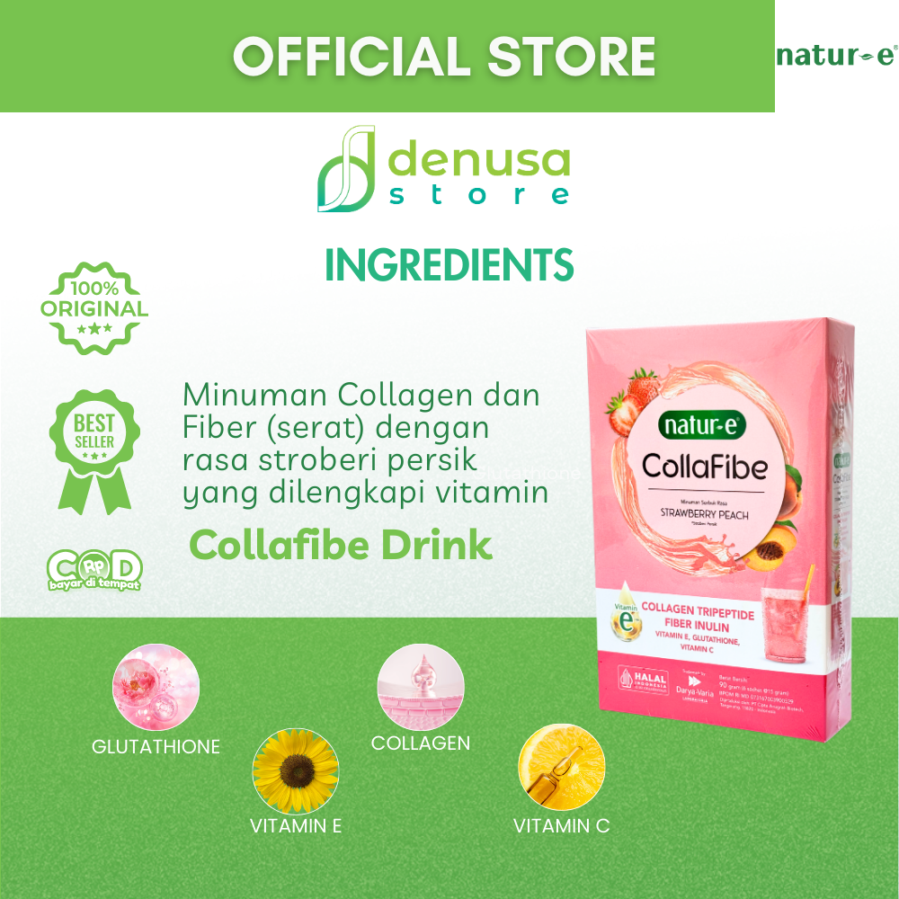 Natur-e Collafibe Strawberry Peach Collagen Drink 1 Box 6 Sachet