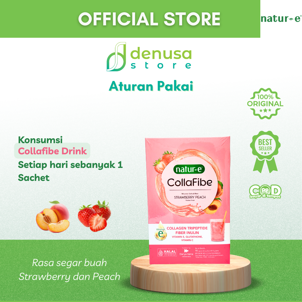 Natur-e Collafibe Strawberry Peach Collagen Drink 1 Box 6 Sachet