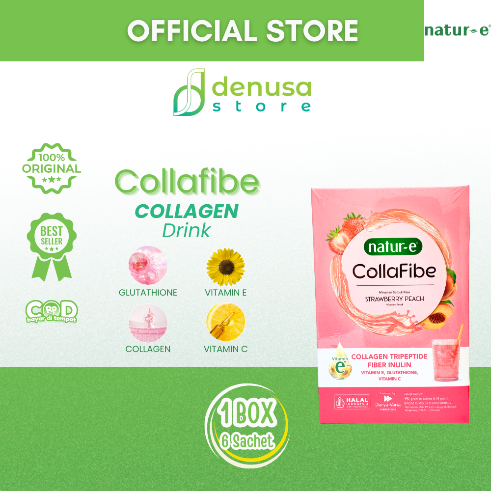 Natur-e Collafibe Strawberry Peach Collagen Drink 1 Box 6 Sachet