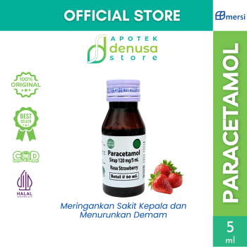 Paracetamol Sirup 120 mg/5 ml Rasa Strawberry 60 ml Mersi