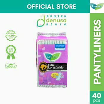 LAURIER Extra Long n Wide Pantyliners Non Perfumed isi 40