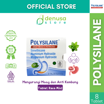 POLYSILANE Obat Maag Dan Kembung Rasa Mint 1 Strip 8 Tablet Kunyah