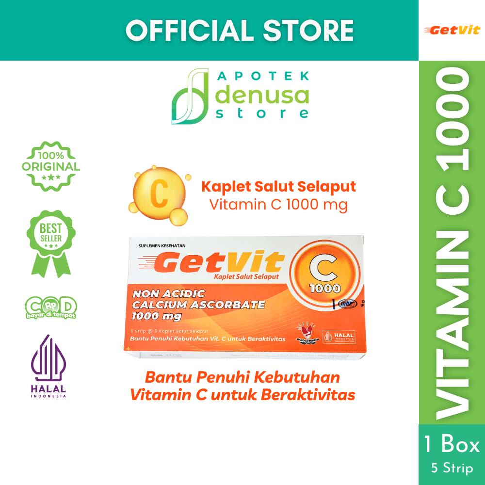 GETVIT Non Acidic Calcium Ascorbate 1000 mg 1 Box 5 Strip