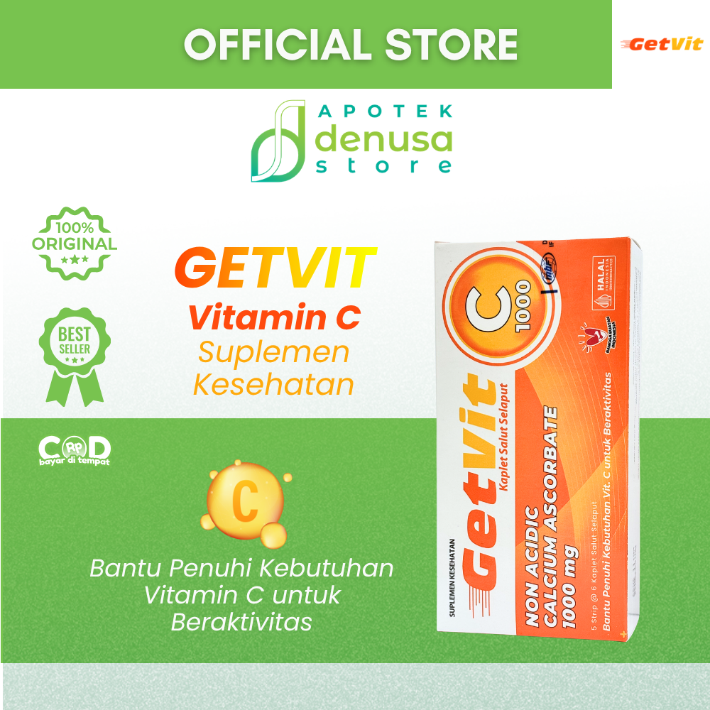 GETVIT Non Acidic Calcium Ascorbate 1000 mg 1 Box 5 Strip
