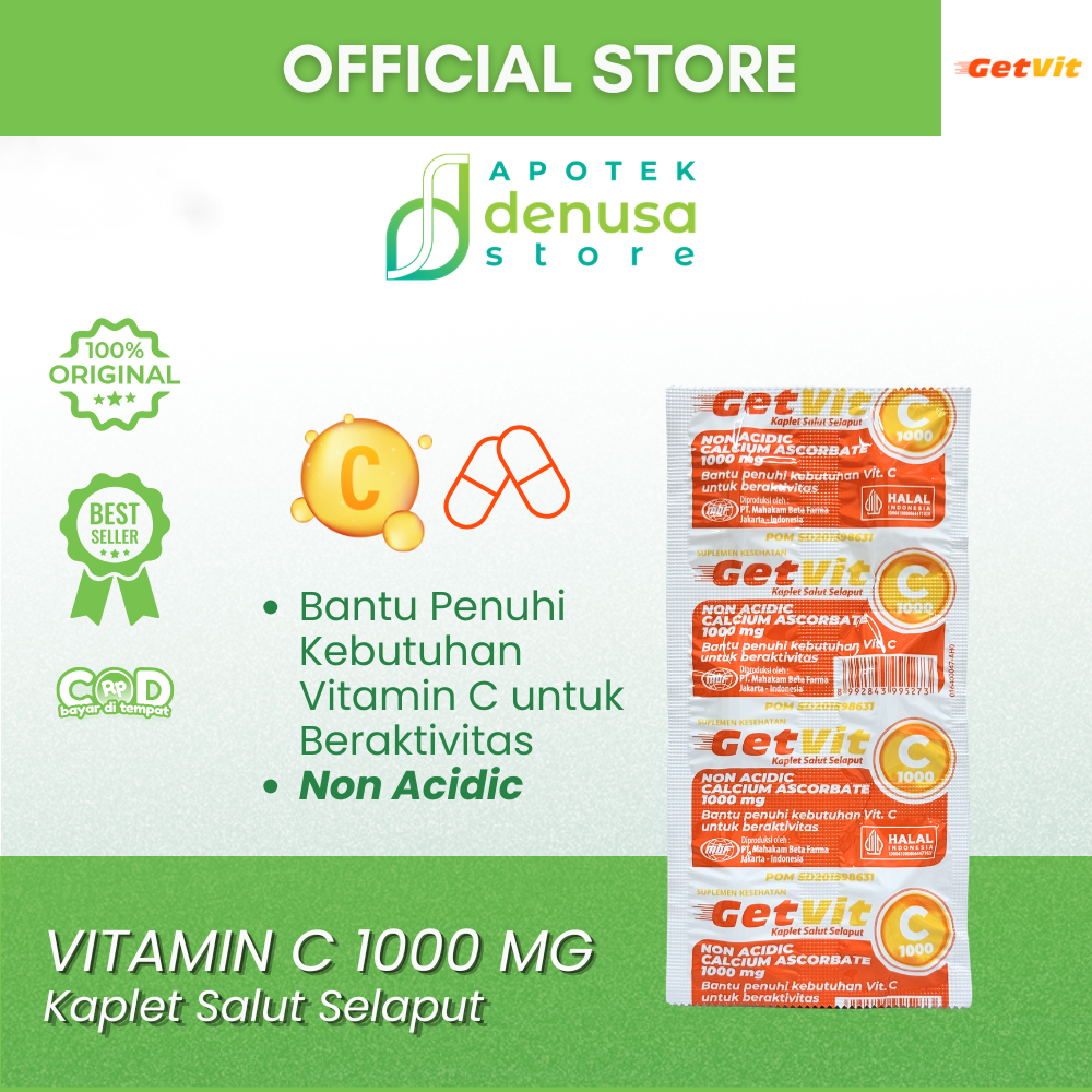 GETVIT Non Acidic Calcium Ascorbate 1000 mg 1 Box 5 Strip