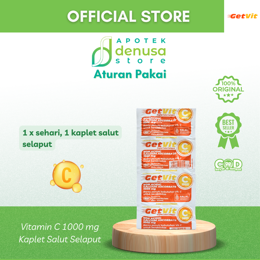 GETVIT Non Acidic Calcium Ascorbate 1000 mg 1 Box 5 Strip