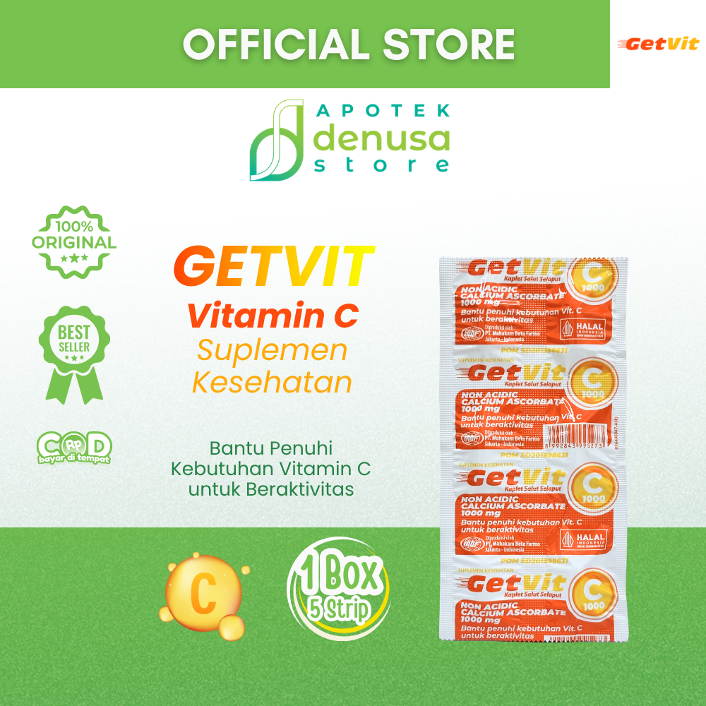 GETVIT Non Acidic Calcium Ascorbate 1000 mg 1 Box 5 Strip