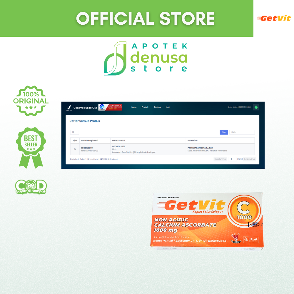 GETVIT Non Acidic Calcium Ascorbate 1000 mg 1 Box 5 Strip