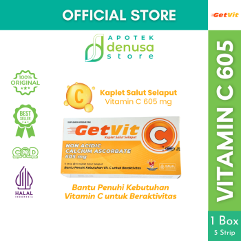 GETVIT Non Acidic Calcium Ascorbate 605 mg 1 Box 5 Strip